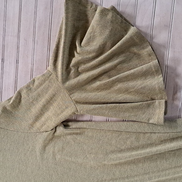 LuLaRoe Olive Green Boho Ruffle Hem Bell Sleeve Loose Fit Modest Midi Dress - Picture 4 of 10